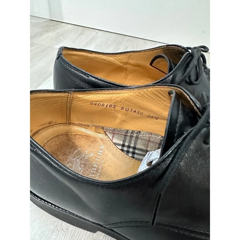 Burberry London Derby Shoes Men 24.5 Black Good Split Toe BU1430 Leather Italy 7 - Picture 4 of 12